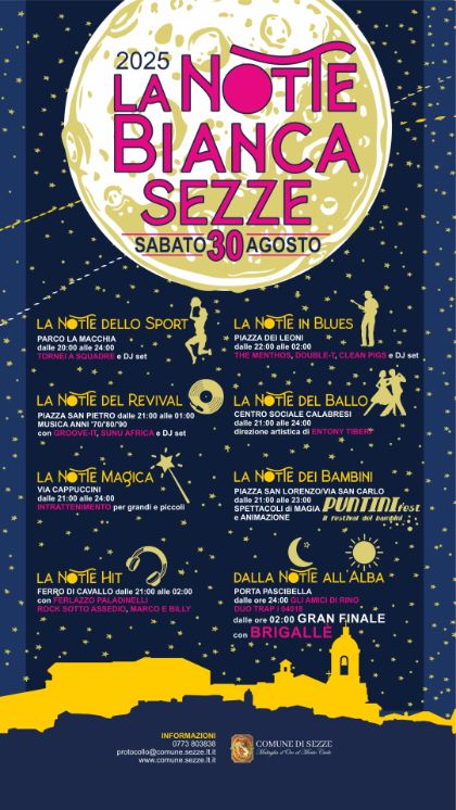 NOTTE BIANCA SEZZE SABATO 30 AGOSTO 2025 NOTTE BIANCA SEZZE SABATO 30 AGOSTO 2025